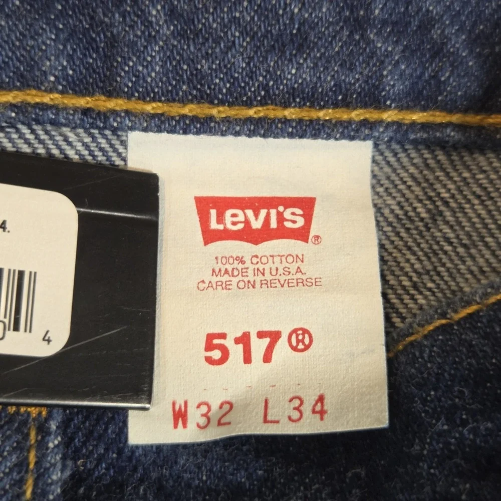 Vintage Levi's Jeans 517 Saddleman Bootcut 32x34 Dark Wash Denim USA Orange Tab